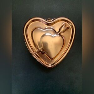 Vintage Copper Tone Heart Jello Mold Hanging Kitchen Wall Decor Valentine's Day